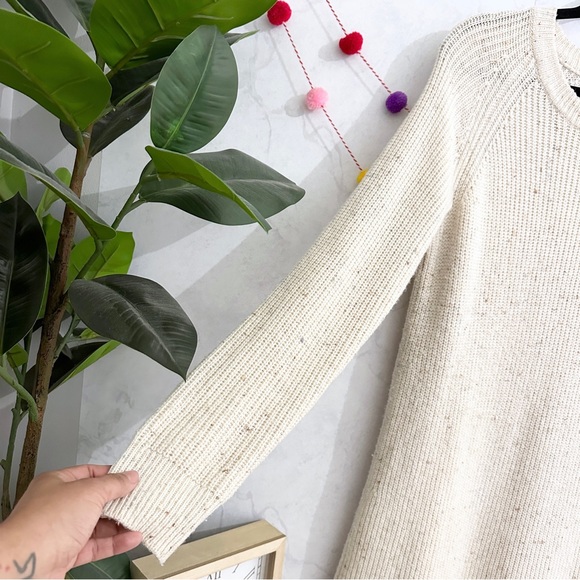 Madewell SMALL Cream Speckled Curved Hem Sweater Dress in Donegal Pearl - Picture 4 of 12